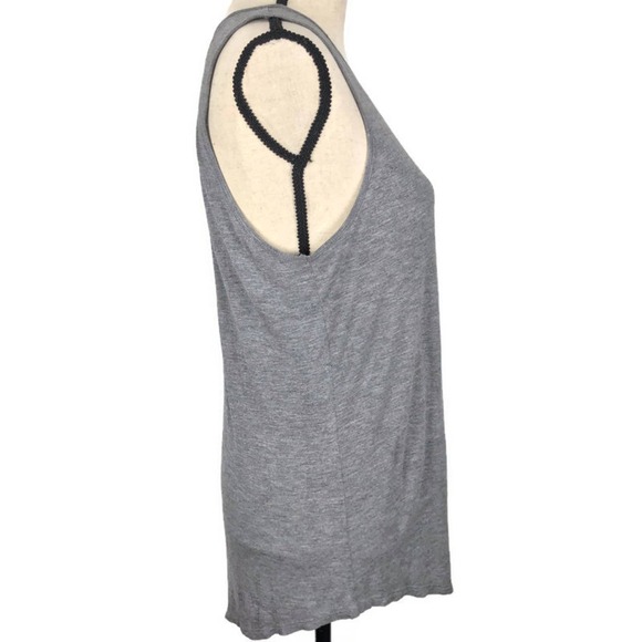 Banana Republic Sleeveless Blouse Gray Mesh Sheer Cutout Womens Sz Medium - Picture 2 of 8